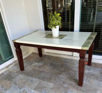 Stone Dining Table with Wooden Base - price reduced 