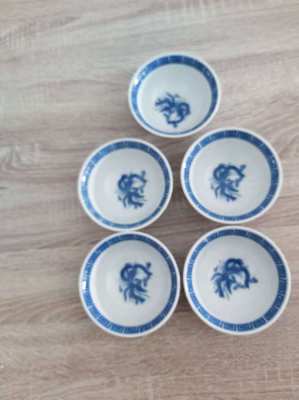 Sale now on 5 chinese blue and white bowls 4 character mark to base