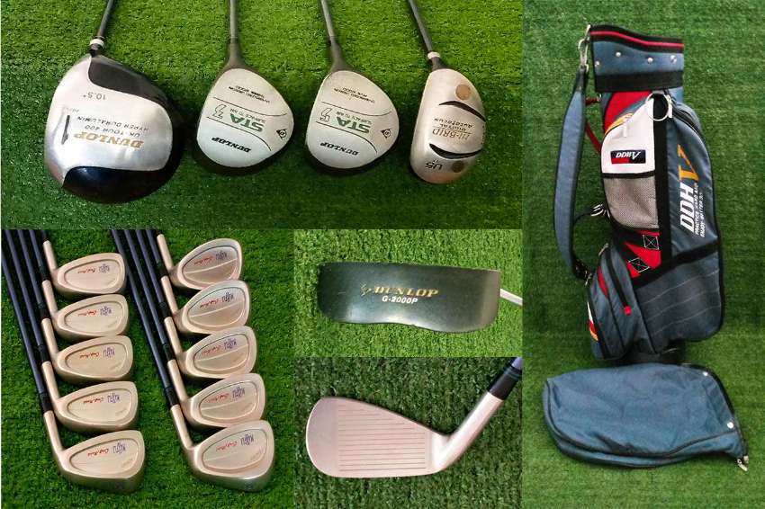 Dunlop full set of golf clubs in bag, 