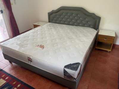  Bed King size,6Feet-with high quality mattress NEW, 2 Nightsstands,