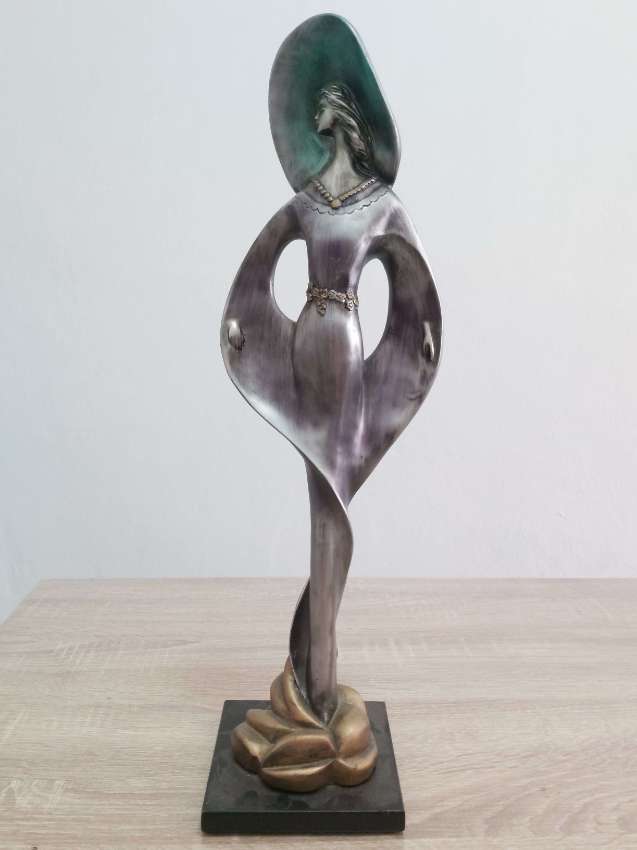 Classic art decco metal figurine very tall 19