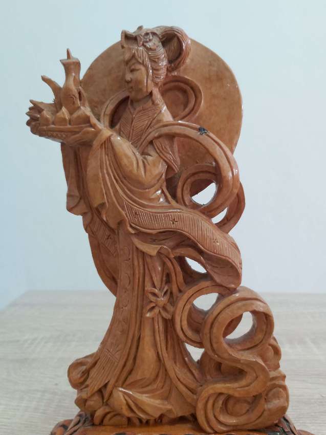 Old wood hand carved figure of Guan yin 11
