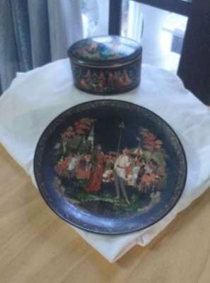Pair of Beautiful Russian Ceramic Artwork Items 