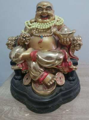 Massive and heavy gold coloured Happy Budha 14