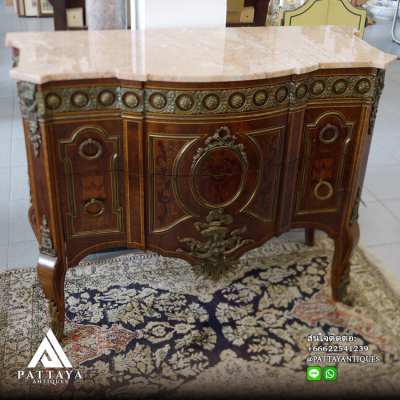 Louis XVI style Commode With Marble Top and Bronze Ornaments
